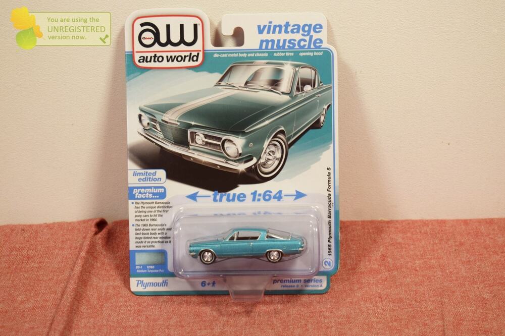 Auto World 1965 Plymouth Barracuda Formula S Die Cast 1:64 Turquoise